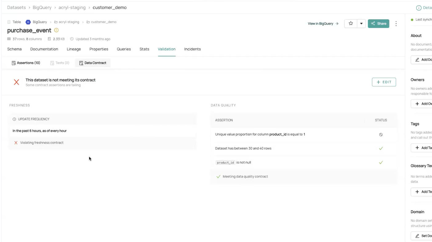 Datahub interface